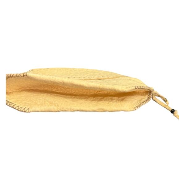 Henry Beguelin Cream Pebble Leather Expandable Zipper Clip On Pouch - Picture 8 of 8